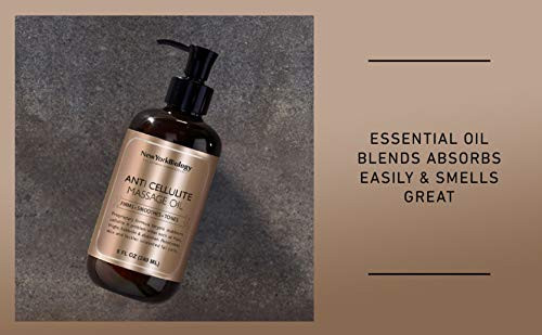 New York Biology Anti Cellulite Massage Oil 8 Fl. oz  Made with 100% Natural Oils  Body Oil for Massage Therapy, Muscle Relaxation and Deep Tissue