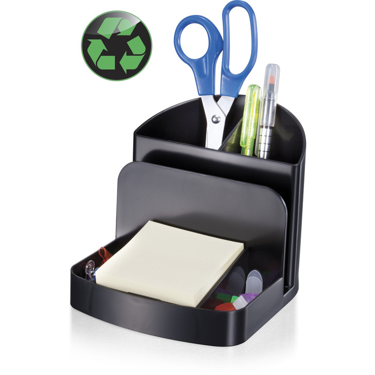 Officemate Recycled Deluxe Desk Organizer, Black (26022) 5" x 5.4" x 6.8"