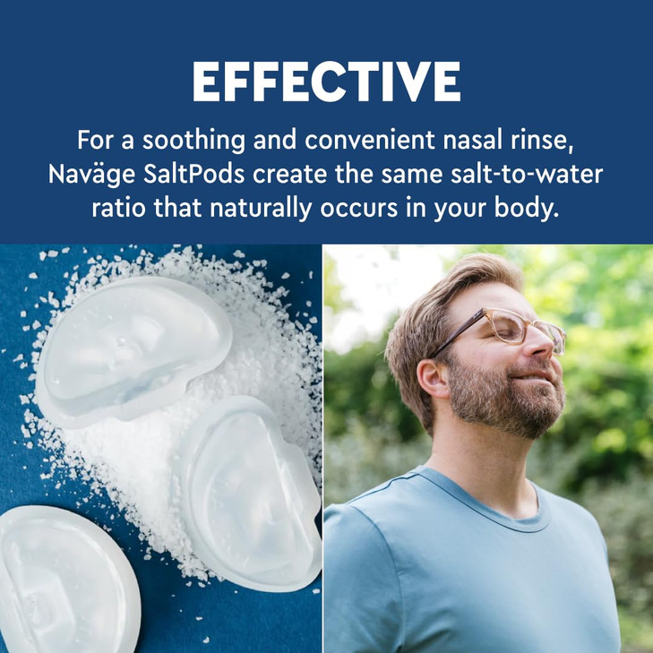 Navage SaltPod Bundle  3 Packs of 30 (90 SaltPods), Saline Refills Nasal Irrigation System, Sinus Rinse and Saline Pods for Fast and Soothing Relief