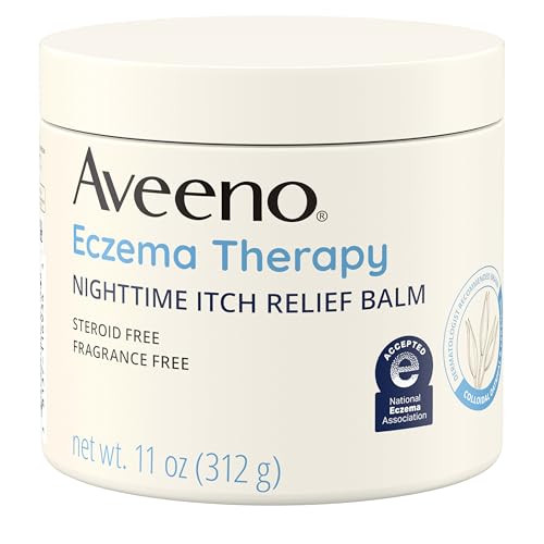 Aveeno Eczema Therapy Nighttime Itch Relief Balm, Eczema Cream for Body, Moisturizing Colloidal Oatmeal & Ceramide Formula, Fragrance, Soothing Dry I