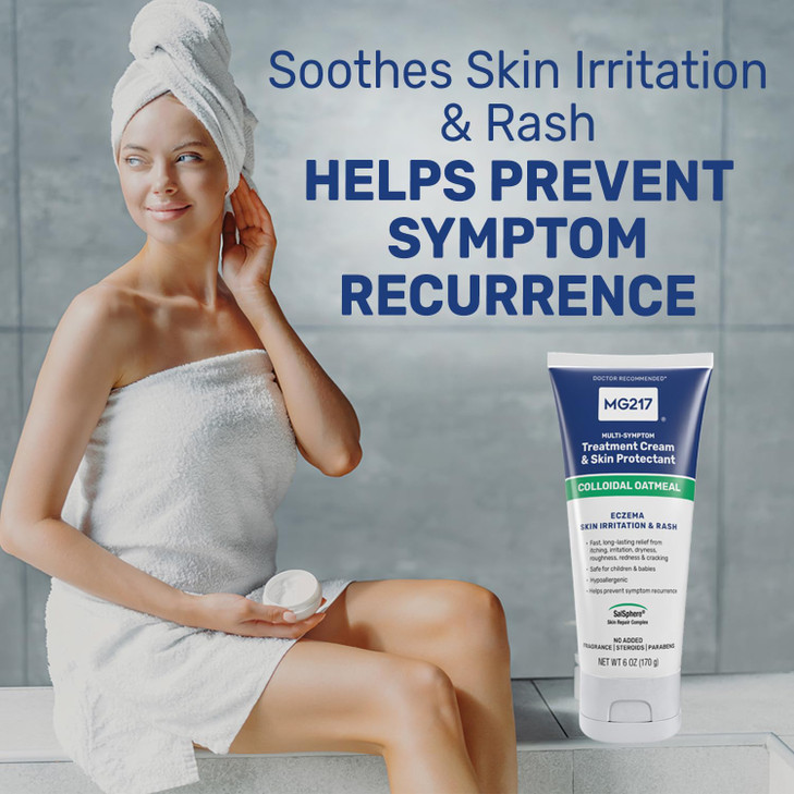 MG217 Eczema Body Cream with 2% Colloidal Oatmeal Tube, Face Moisturizing Cream, 6 Ounce