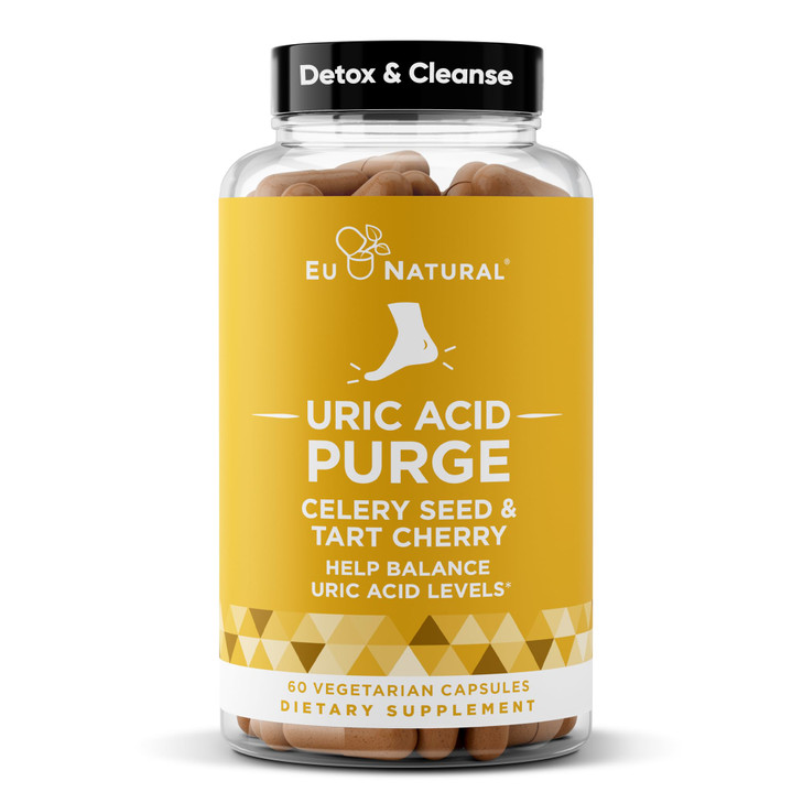 Eu Natural Purge Uric Acid Flush - Eat & Drink What You Want - Uric Acid Support for Joints & Mobility with Celery Seed, Tart Cherry & Chanca Piedra