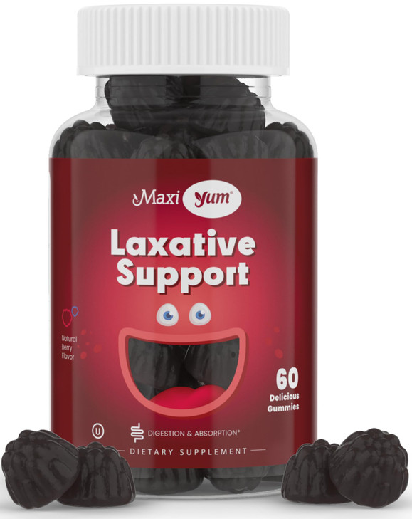 Maxi Health Natural Laxative Gummies for Adults and Kids  Non-GMO and Vegan Senna Stool Softener Gummies  Berry Flavor Chewable Laxatives for Const