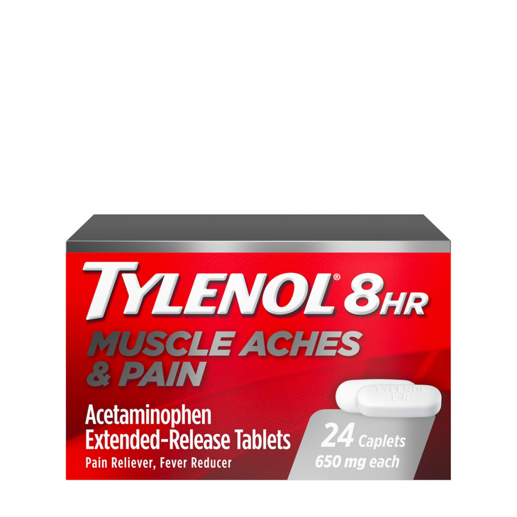 Tylenol 8 Hour Muscle Aches & Pain Relief Extended-Release Tablets with 650 mg Acetaminophen, Fever Reducer & Pain Medicine for Muscles, Joints, Body