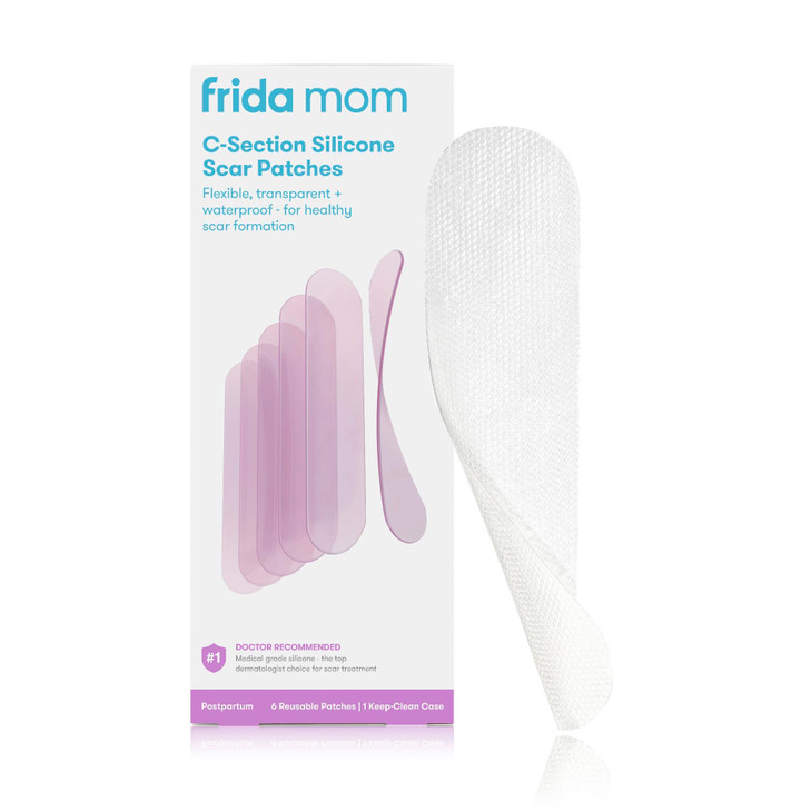 Frida Mom C-Section Silicone Strips, C-Section Recovery Must Have Scar Patches, Reusable Medical Grade Treatment for Keloid Scars, Includes Case & Po