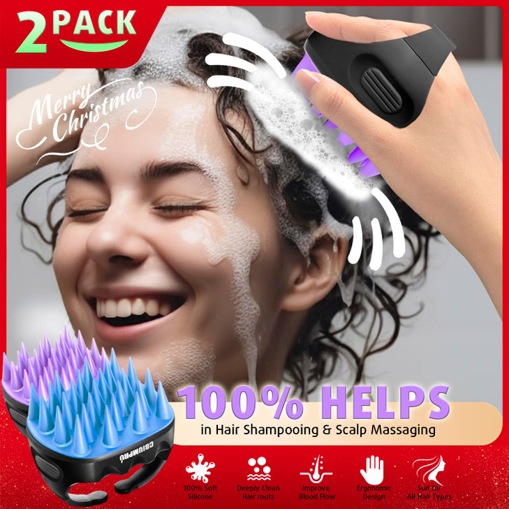 Cbiumpro 2-Pack Scalp Massager Shampoo Brush, Ultra Soft Silicone Scalp Scrubber Exfoliator Brush for Hair Growth & Dandruff Removal - 100% Fit All H