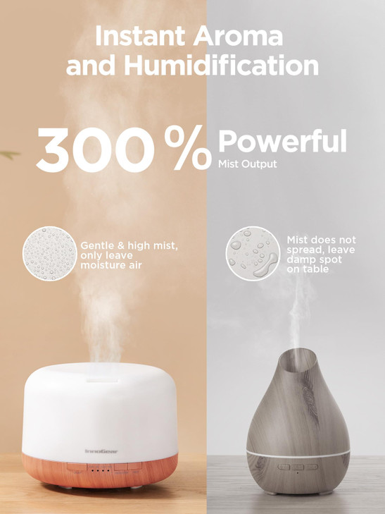 InnoGear 500ml Essential Oil Diffuser with Remote Control, Premium Ultrasonic Aromatherapy Diffusers Scent Humidifier Vaporizer Auto-Off Timer for La