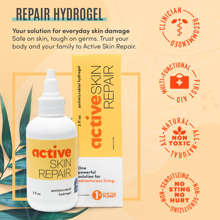 Active Skin Repair First Aid Healing Skin Hydrogel - Natural & Non-Toxic Repairing Ointment with Hypochlorus Acid for Minor Cuts, Wounds, Scrapes, Ra