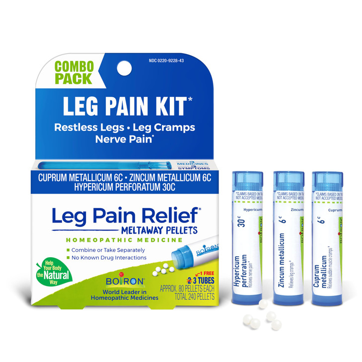 Boiron Leg Pain Relief for Relief from Restless Legs, Leg Cramps, and Shooting Pain - 3 Count (240 Pellets)