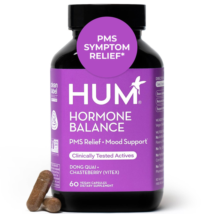 HUM Hormone Balance for Women, Supplement for Women's Health with Chasteberry & Dong Quai, Support for PMS Symptoms, Cramps, Irritability, Hormonal B