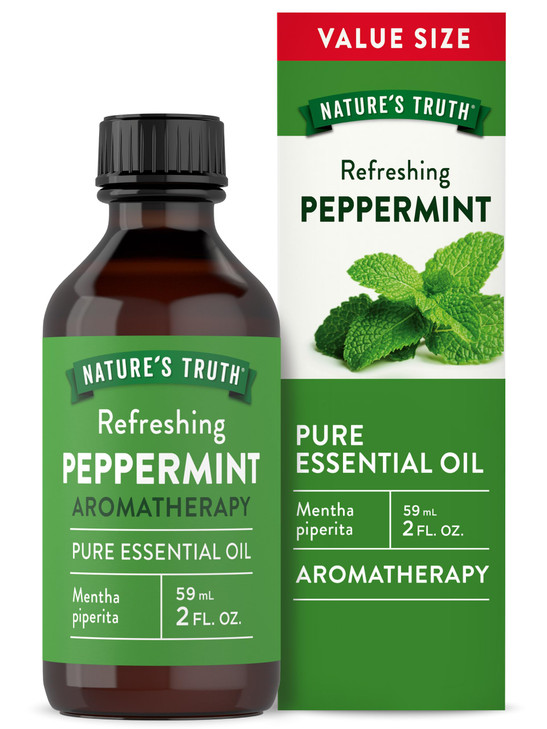 Nature's Truth Peppermint Essential Oil Pure | 2 fl oz | for Diffuser, Aromatherapy, and Massage | Value Size | Plant Based, Non-GMO & Gluten Free