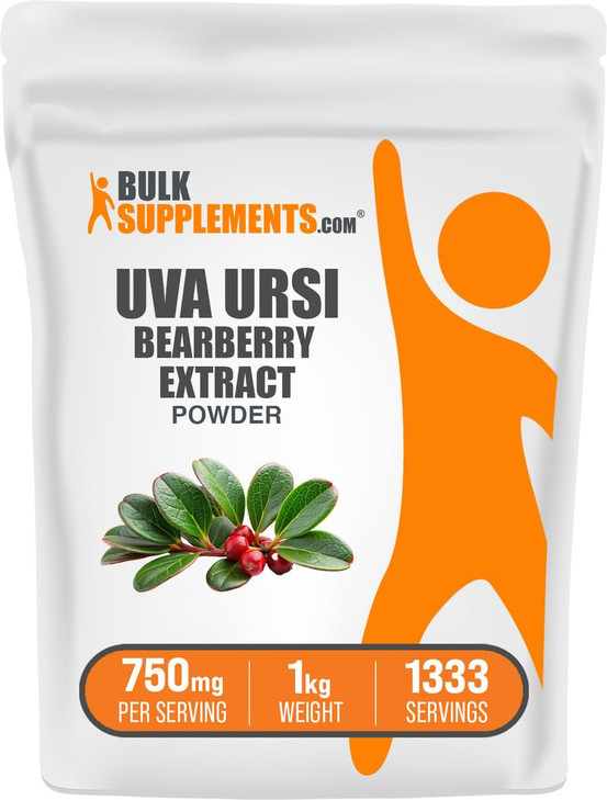 BulkSupplements.com Bearberry Leaf Extract Powder - Uva Ursi Extract, Herbal Supplement - Vegan & Gluten Free, 750mg per Serving, 1kg (2.2 lbs) (Pack