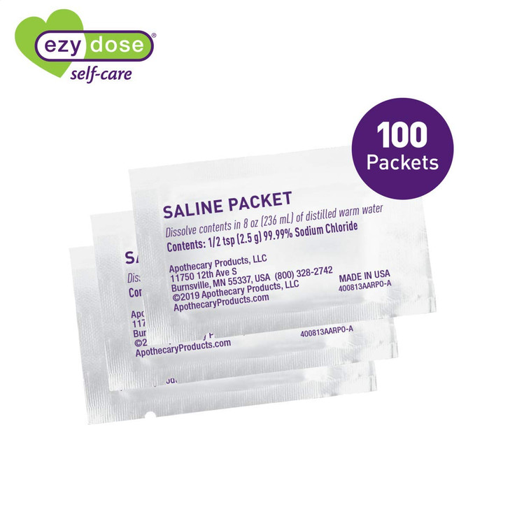EZY DOSE Saline Nasal Rinse Packets, Individually Wrapped Sinus Refill Packets, Nasal Relief, 100 Count, Made in The USA