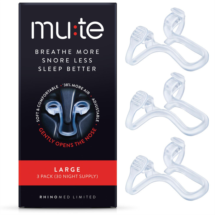 Mute Nasal Dilator Snoring Solution | Large 3 Pack | Snore Less & Sleep Better | Nasal Strip Alternative | Comfortable Breathing Aids for Better Slee