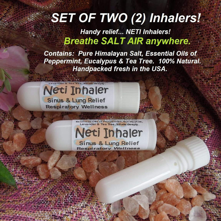 Urban ReLeaf NETI Salt Air Relief INHALERS! Set of Two (2) Sinus & Lung, Himalayan & Botanicals! Respiratory Wellness. Healing Aromatherapy. Energizi