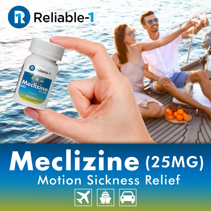 Reliable-1 Laboratories Meclizine HCL 25mg 100 Tablets (1 Bottle)