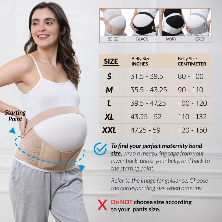 NeoTech Care Pregnancy Belly Band Maternity Belt, Back/Abdomen/Waist/Pelvis Support (Size M, Beige Color)