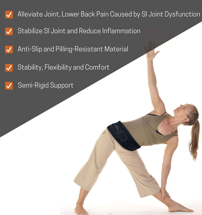 Vriksasana Posture Sacroiliac Hip Belt for Women and Men That Alleviates Sciatic, Pelvic, Lower Back, Leg and Sacral Nerve Pain Caused by Si Joint Dy