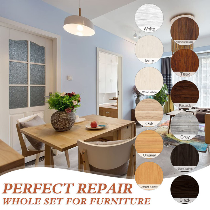 SEISSO Wood Furniture Repair Kit, 42 Pcs Wood Filler and Touch Up Markers with Wax Sticks, Vinyl Floor Repair Kit for Scratches, Cracks, Holes, Disco