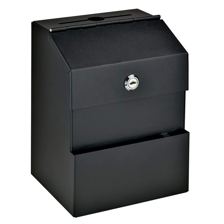 Mail Boss Locking Steel Suggestion Box Key Drop Box, Black