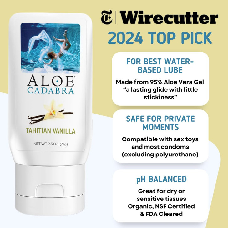 Aloe Cadabra Flavored Personal Lubricant and Vaginal Moisturizer, Organic Edible Aloe Lube for Men, Women and Couples, Non-Staining, pH Balanced, Toy