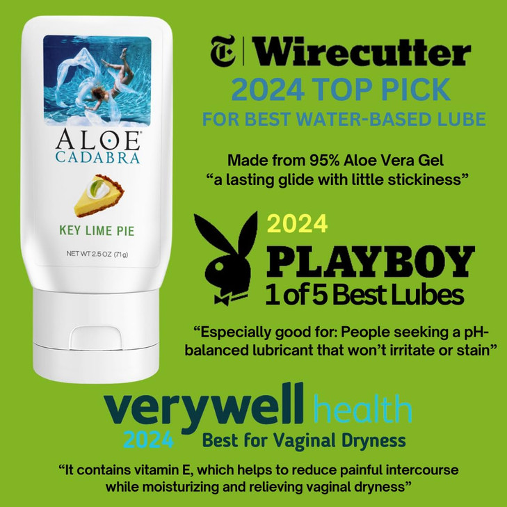 Aloe Cadabra Flavored Personal Lubricant and Vaginal Moisturizer, Organic Edible Aloe Lube for Men, Women, and Couples, Non-Staining, pH Balanced, To
