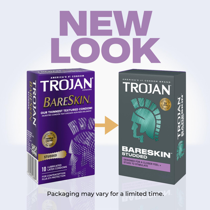 Trojan Studded Bareskin Lubricated Condoms - 10 Count