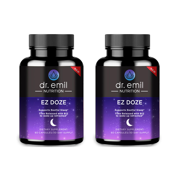 DR. EMIL NUTRITION EZ Doze Melatonin-Free Natural Sleep Aid with L-Theanine, GABA & 5HTP - Extra Strength Sleeping Pills for Adults - Safe and Non-Ha