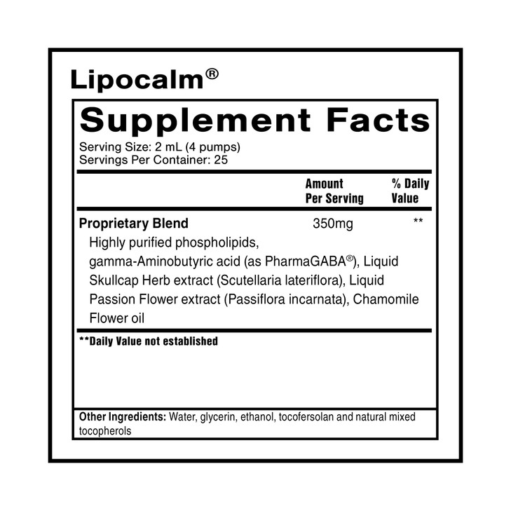 Quicksilver Scientific LipoCalm - Liposomal GABA with Herbs for Relaxation Support - Chamomile, Passionflower Herb & Skullcap Supplement for Peace of