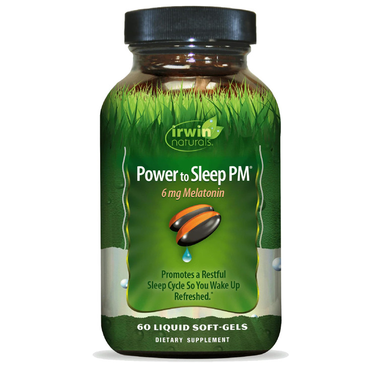 Irwin Naturals Power to Sleep PM - 60 Liquid Soft-Gels - with 6mg Melatonin, GABA, Ashwagandha, Valerian Root & L-Theanine - 30 Servings