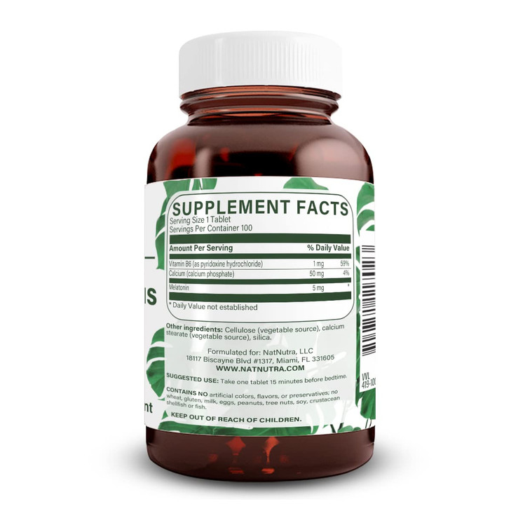 Natural Nutra Vegan Melatonin 5mg with Vitamin B6, Fast Dissolve, Melatonin with Calcium for Optimal Sleep, Promoting More Restful Sleep, Gluten Free