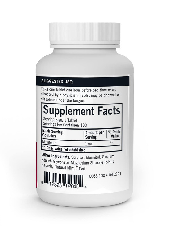 Kirkman - Melatonin 1 mg Chewable Tablets - 100 Tablets - Promotes Sleep - Refreshing Mint Flavor - Hypoallergenic