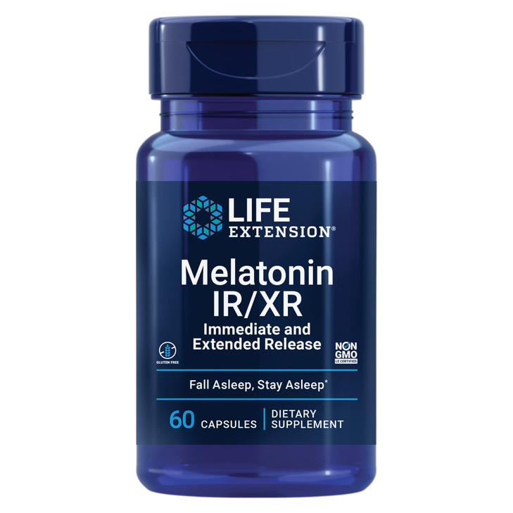 Life Extension Melatonin IR/XR, 1.5 mg, immediate- and Extended-Release Formula for Optimal Sleep Support, Healthy circadian Rhythms, Cellular Defens