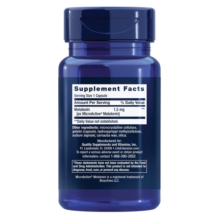 Life Extension Melatonin IR/XR, 1.5 mg, immediate- and Extended-Release Formula for Optimal Sleep Support, Healthy circadian Rhythms, Cellular Defens