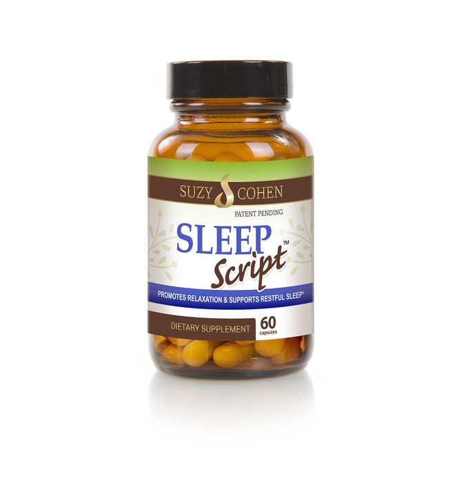 Suzy Cohen Sleep Script with Melatonin - Botanical Sleep and Relaxation Formula for Adults for Mood, Stress and Sleep, Contains 5-HTP, L-theanine, Pa