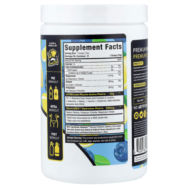 Musclesport BCAA Revolution Amino Acid Powder Supplement for Men & Women - Intra Workout Training Complex - Recovery Supplement (Blueberry Lemonade,