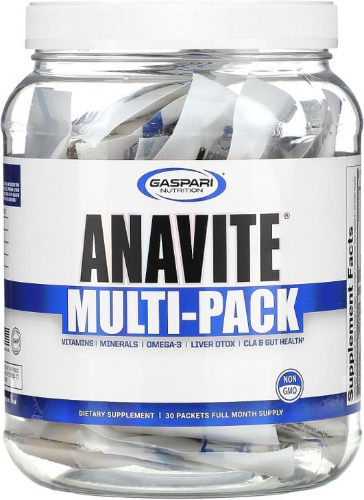 Gaspari Nutrition Anavite, Full Spectrum Multi-Vitamin Packs, Anavite Multivitamins, CLA, Omega 3s, Proven Gut, and Proven Liver Detox, All in 1 (30