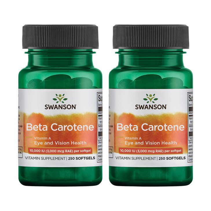 Swanson Beta-Carotene - Vitamin A Supplement Promoting Immune Health, Eye & Skin Health - Natural Wellness Formula - (250 Softgels, 3000mcg Each) (2