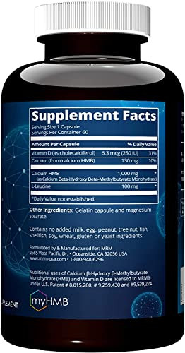 MRM HMB 1000 | MyHMB® Clinically Studied Formula | Supports Muscle Health, Strength & Recovery | Non-GMO + Gluten-Free | 60 Capsules