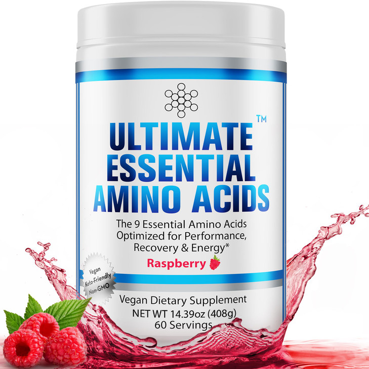 Ultimate 100% Essential Amino Acids Powder [Berry Flavor, 60 (5g) servings] All 9 EAAs & BCAAs (L-Leucine, L-Isoleucine & L-Valine) Amino Acids Suppl
