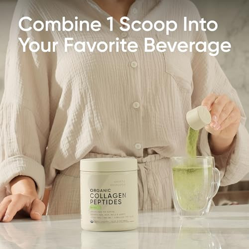Sports Research Premium Collagen Peptides Powder and Organic Matcha Green Tea - Collagen Powder Protein Supplement with Japanese Matcha and Amino Aci