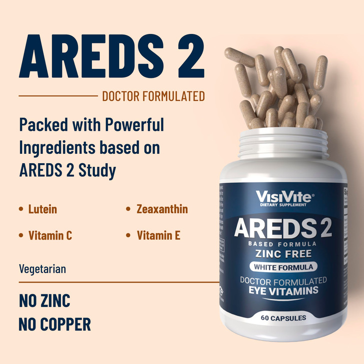 Zinc Free AREDS 2 Eye Vitamins - Zinc Free Eye Vitamins - Zeaxanthin Plus Lutein Eye Vitamins - Soy-Free VCaps - No Zinc and Copper