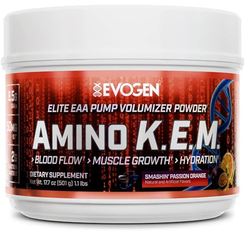 Evogen Amino KEM - Elite EAA Pump Volumizer | Supports Blood Flow, Muscle Growth, Hydration | Full Spectrum EAAs & BCAAs, S7 Nitric Oxide Blend | Sma