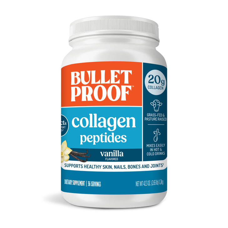 Bulletproof Vanilla Collagen Protein Powder with MCT Oil, 19g Protein, 42.3 Oz, Value Size, Collagen Peptides and Amino Acids for Healthy Skin, Bones
