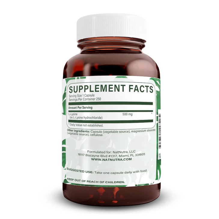 Natural Nutra L Lysine HCl, Promotes Bone Health and Growth, Support Skin Health, Improve Vitamin C Absorption, Helps Built Collagen, Improve Calcium