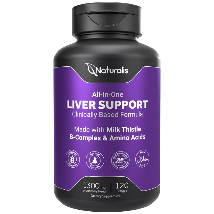 Naturalis Silymarin Milk Thistle 1300mg Enhanced with B Complex & Amino Acids | 13-in-1 Liver Cleanse, Detox & Repair | 120 Liver Essential Softgels