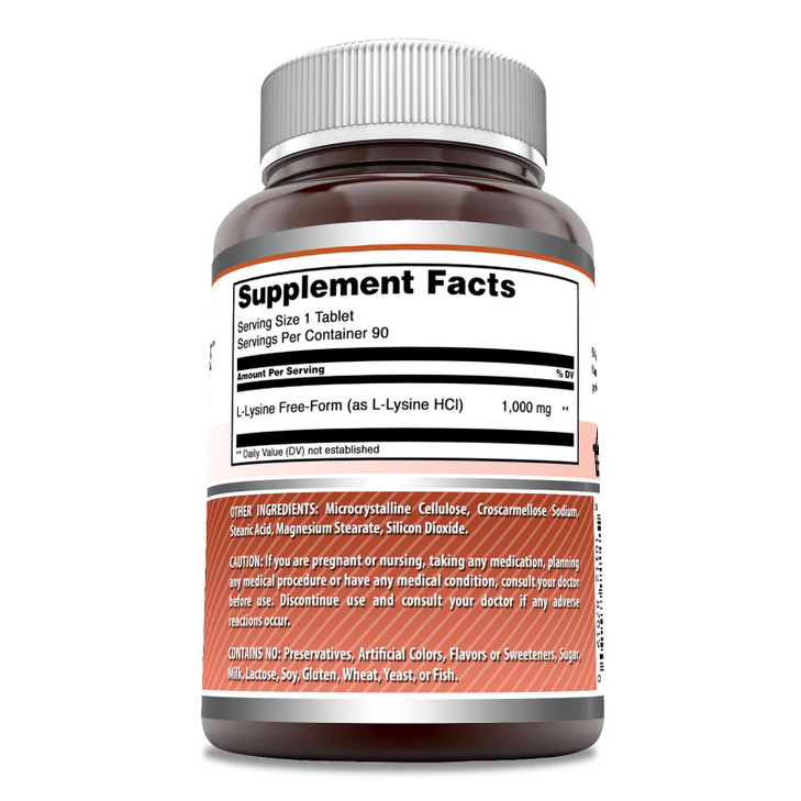 Amazing Formulas L-Lysine 1000mg Amino Acid Tablets Supplement | Non-GMO | Gluten Free | Made in USA (90 Count)