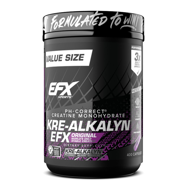 EFX Sports Kre-Alkalyn EFX | pH Correct Creatine Monohydrate Pill Supplement | Strength, Muscle Growth & Performance | 200 Servings, 400 Capsules