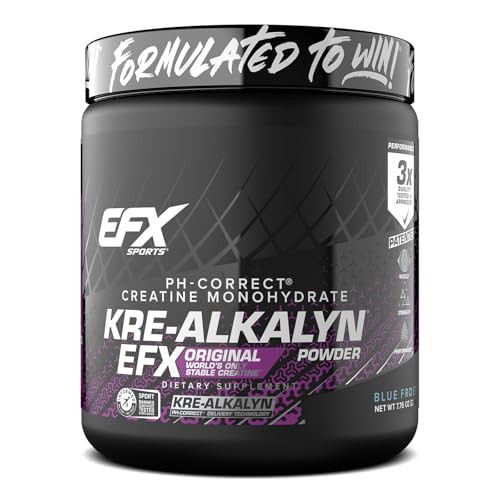 EFX Sports Kre-Alkalyn EFX Powder | pH Correct Creatine Monohydrate Powder Supplement | Strength, Muscle Growth & Performance | 110 Servings (Blue Fr