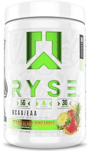 RYSE BCAA EAA Powder - Strawberry Pineapple - 5g Branched Chain Amino Acids, 3g Essential Aminos, Sugar-Free Electrolytes for Pre & Post Workout Musc